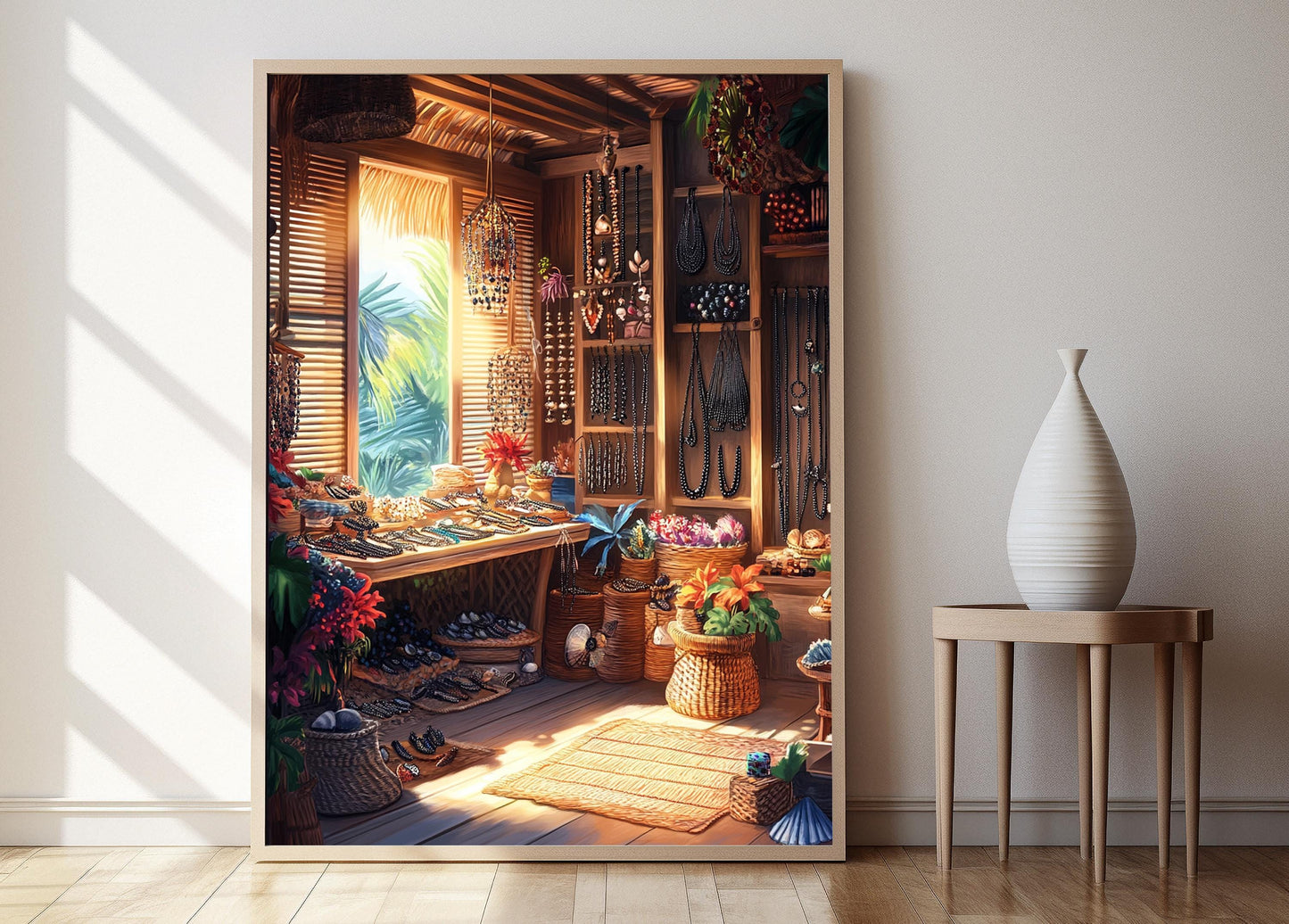 Affiche de Bijoux en Perles de Tahiti – Illustration de Décor Insulaire