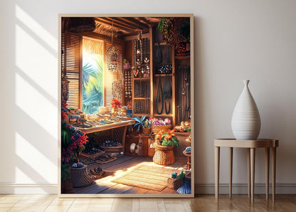 Affiche de Bijoux en Perles de Tahiti – Illustration de Décor Insulaire