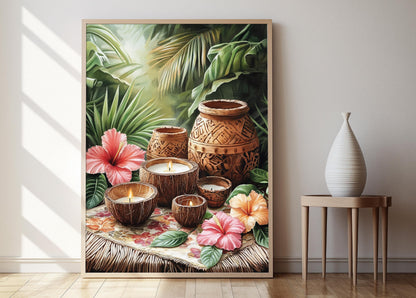 Affiche Coco Hawaiian – Impression Artisanal Bol et Bougie Tropicale