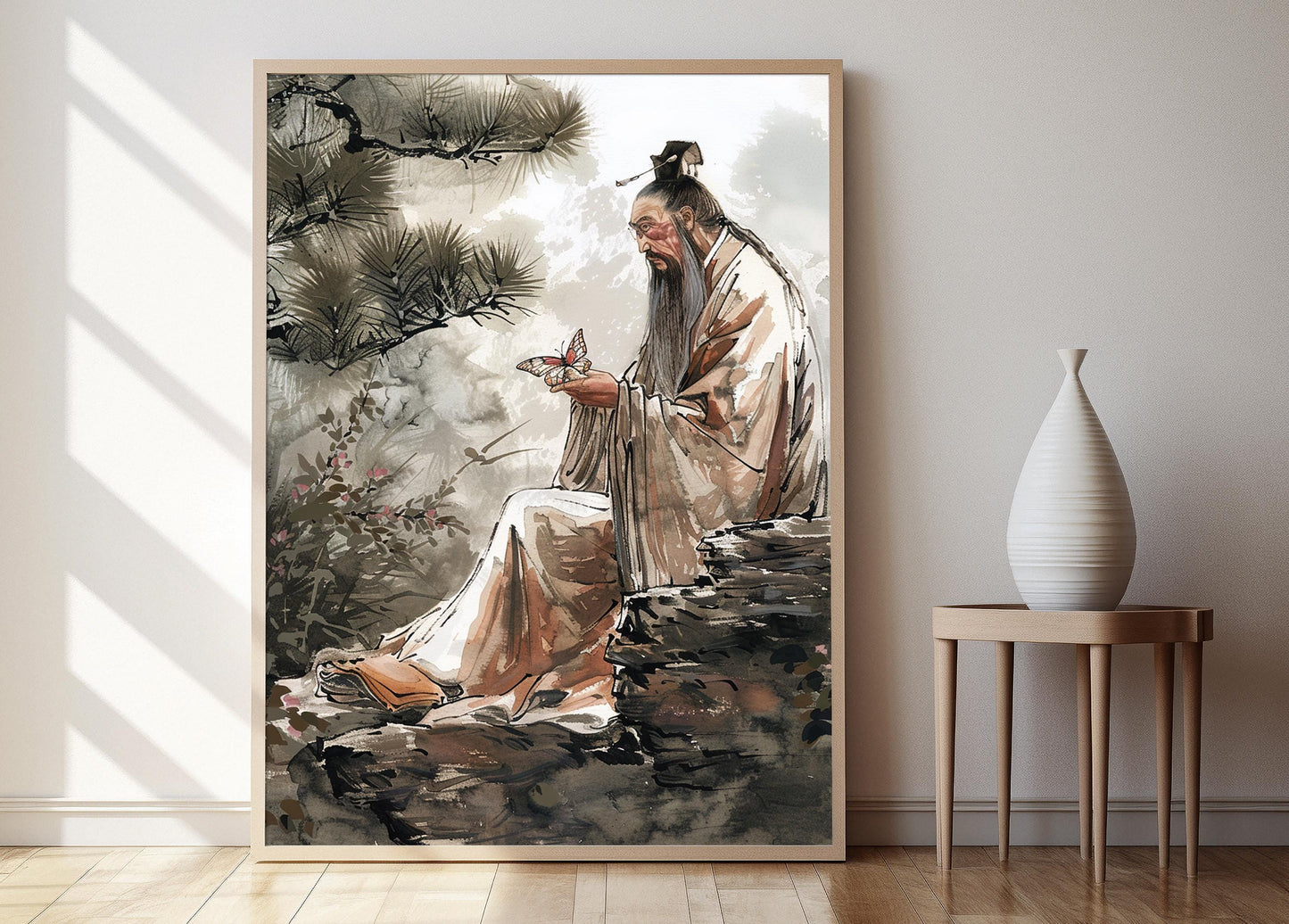 Affiche Zhuang Zhou – Art Taoïste fait main pour méditation et cadeaux