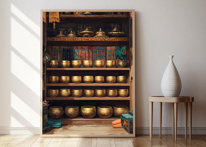 Affiche Bols Chantants Tibétains – Illustration Art de Méditation