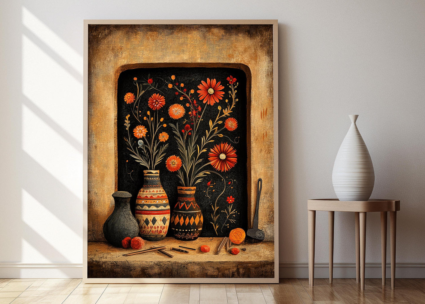 Affiche Art de Shantiniketan – Poster Tapisserie Kantha Stitch