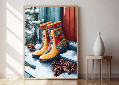 Affiche Valenki – Poster Illustration des Bottes Russes en Feutre