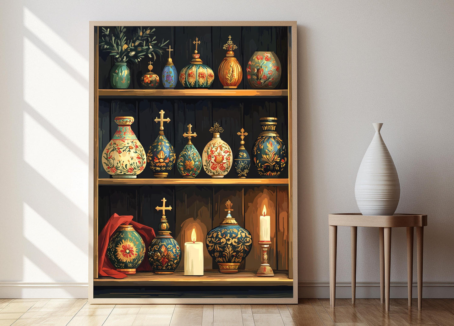 Affiche Église Russe – Illustration Dorée et Émaillée de Dôme