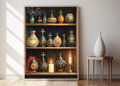 Affiche Église Russe – Illustration Dorée et Émaillée de Dôme