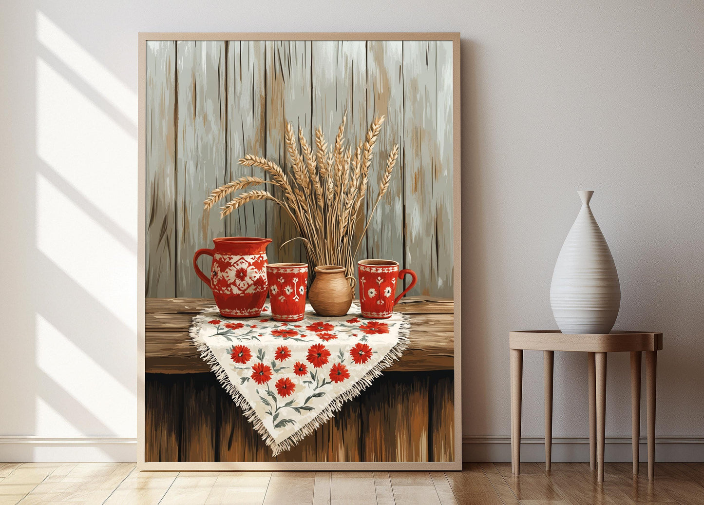 Affiche Broderie Russe – Illustration de Nappe Traditionnelle