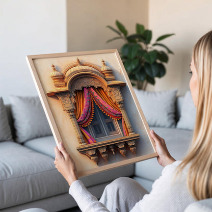 Affiche Jharokha du Rajasthan – Poster Art de l'Architecture Indienne