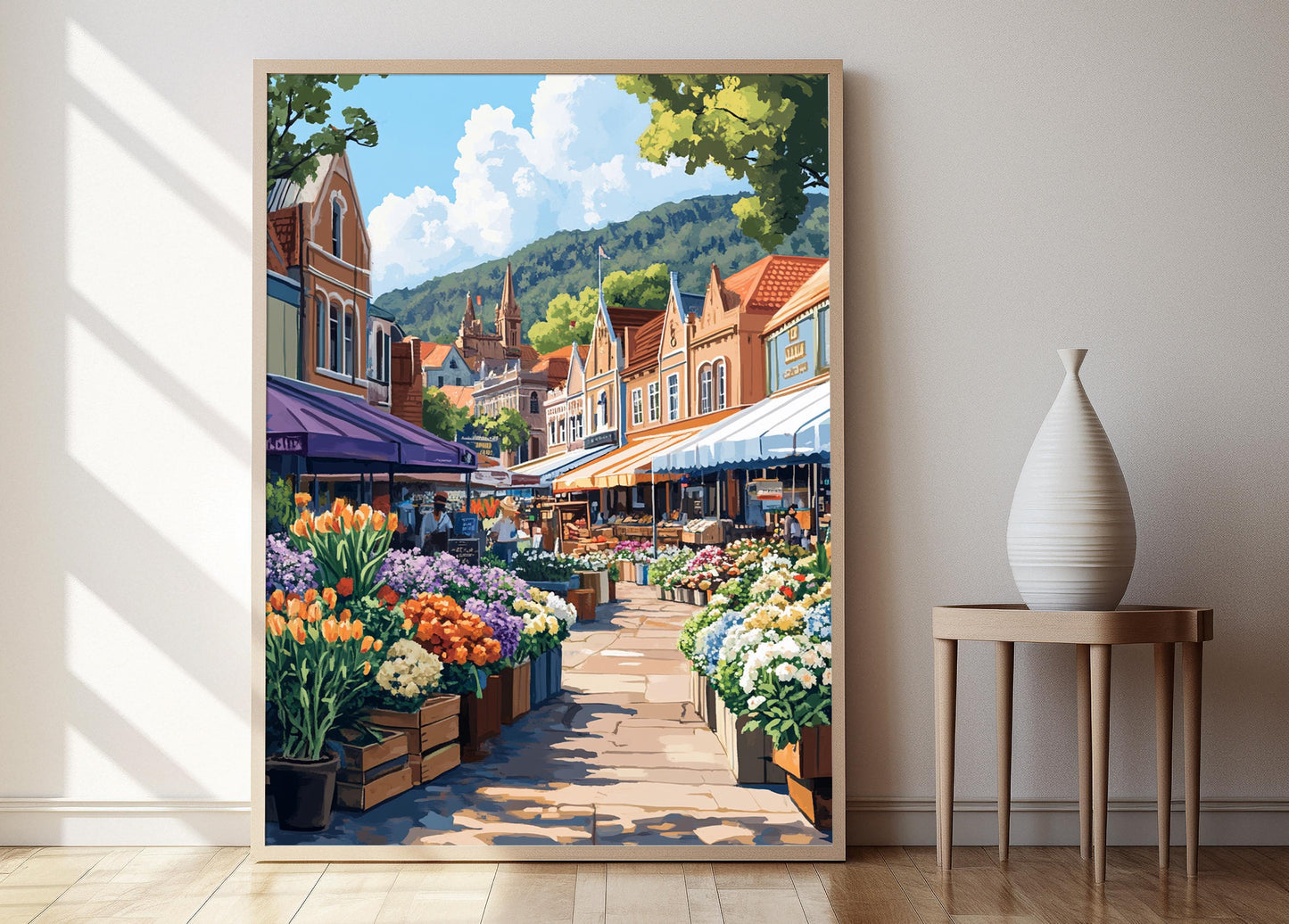 Affiche Salamanca Market – Poster Art de Hobart, Décor Tasmanien