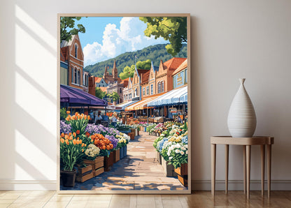 Affiche Salamanca Market – Poster Art de Hobart, Décor Tasmanien
