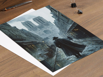 Affiche Les Misérables – Poster Jean Valjean à Paris, Décor Littéraire