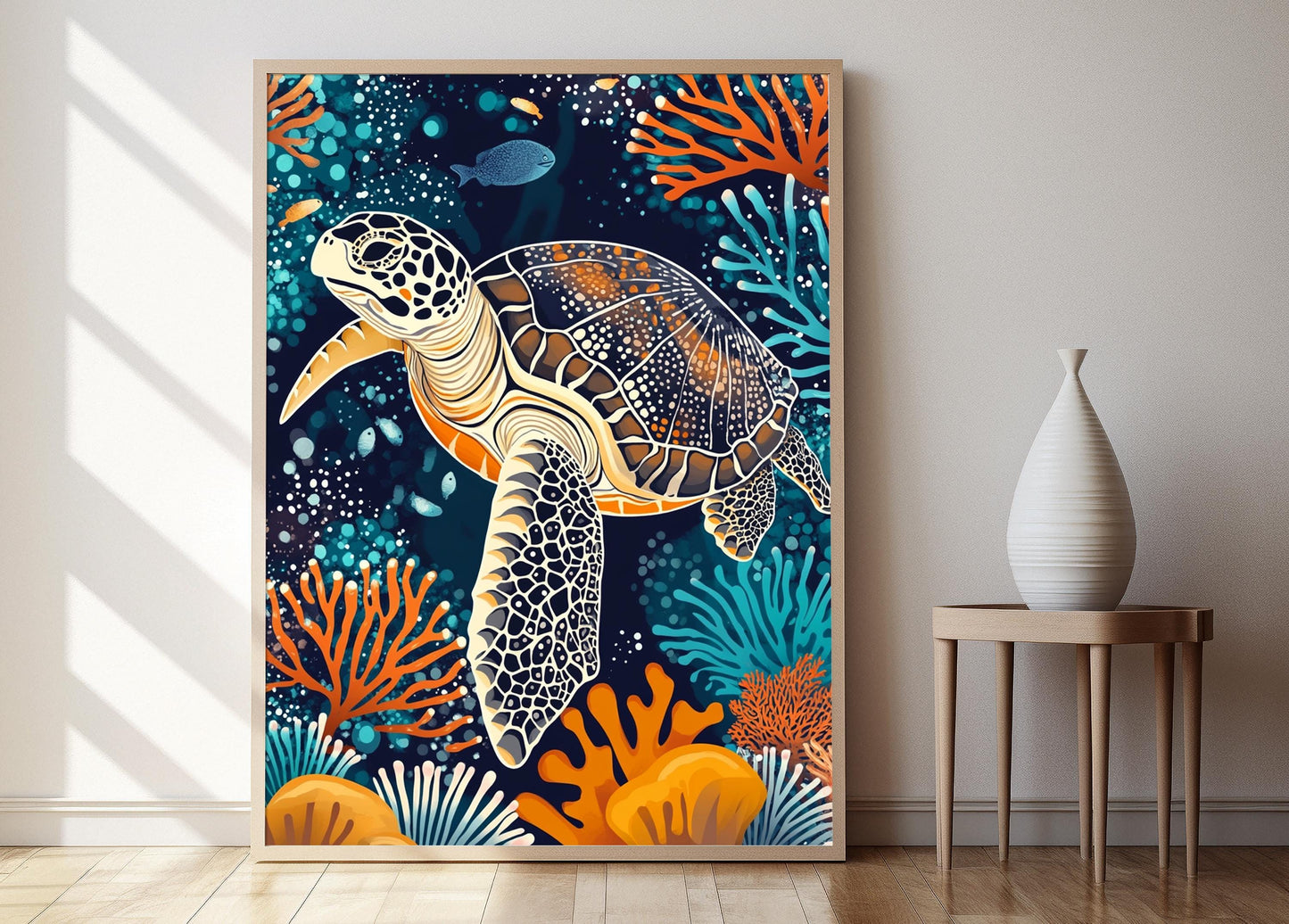 Affiche Tortue de Mer Aborigène – Poster Art Décor Récif Coralien