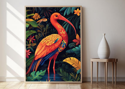 Affiche Ibis Ecarlate – Illustration de Carnaval et Art de Lagune
