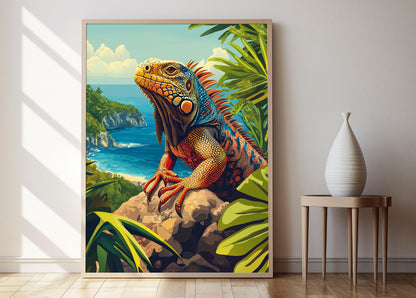 Affiche Iguane Dominicain – Poster Illustrations Taino et Art Maritime
