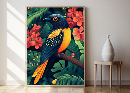 Affiche Trogon Haïtien – Poster avec motifs vaudous et jungle