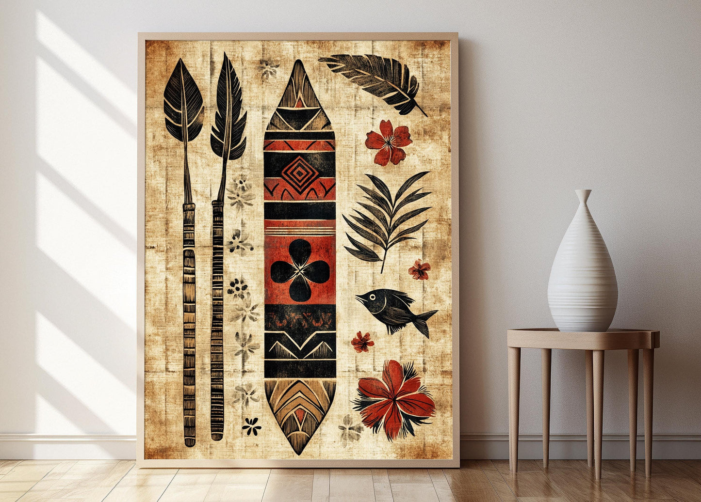 Affiche Ngatu Tongien – Poster Art en Écorce Traditionnelle