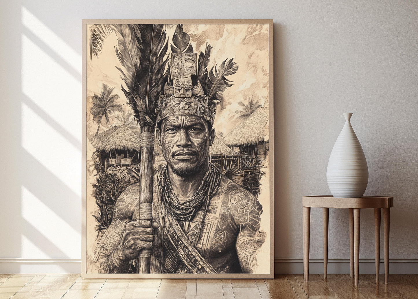 Affiche Guerrier Tongan – Art Océanique, Culture Indigène