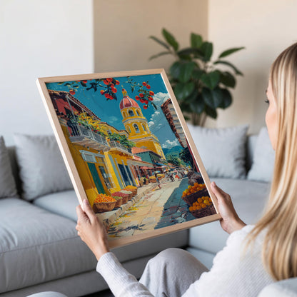 Affiche Cathédrale de Grenade – Impression Art de Rue Vivante et Artisanat Nicaraguayen