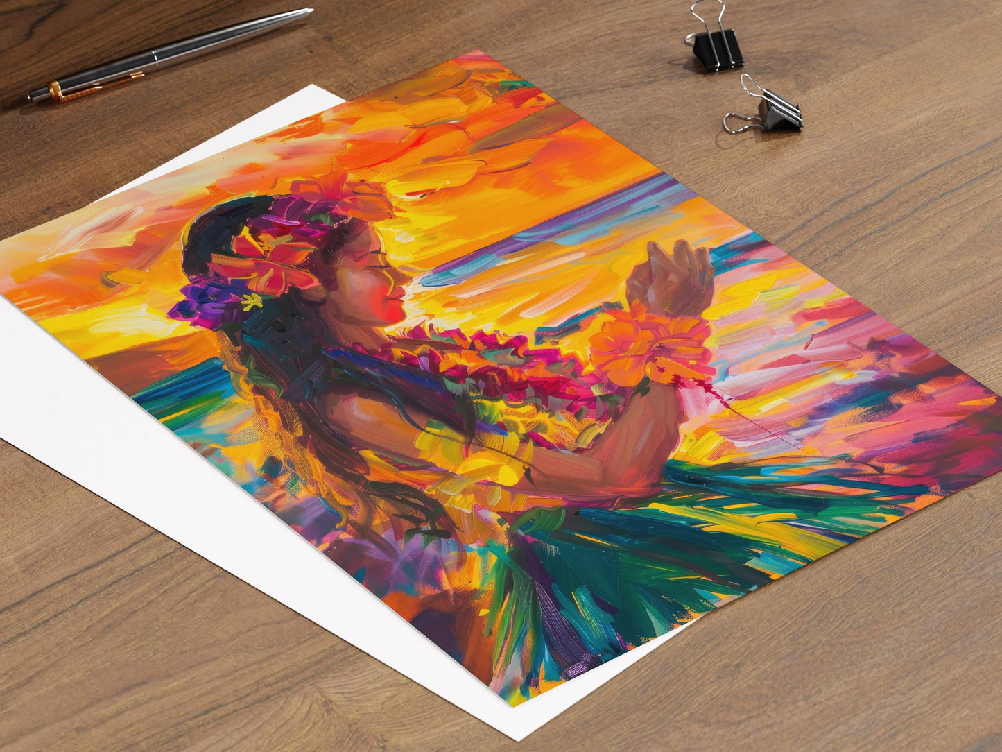 Affiche Danseuse Hula Hawaiienne – Poster Décor Tropical Éclatant