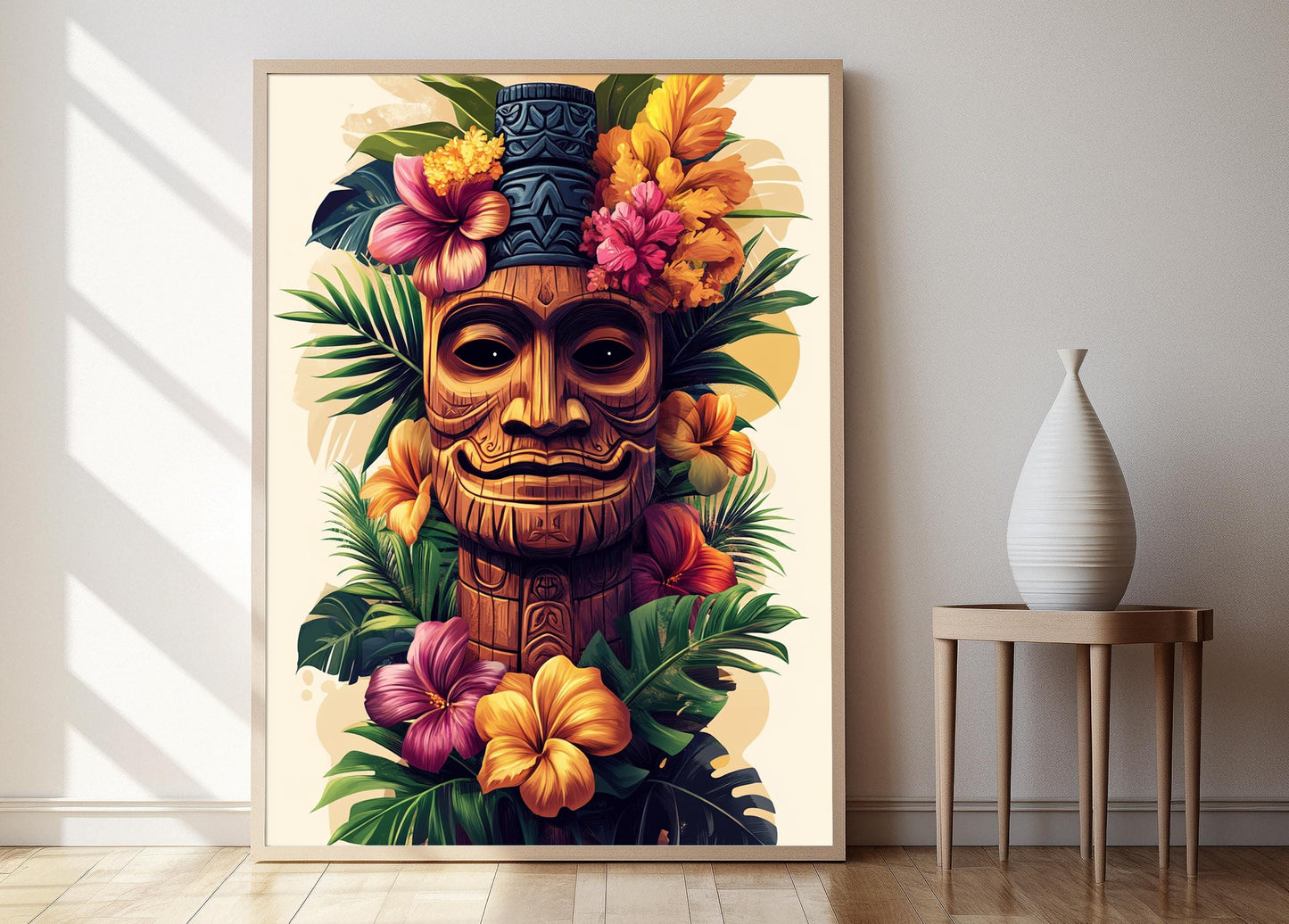 Affiche Tiki Hawaiian – Poster Art Polynésien en Bois