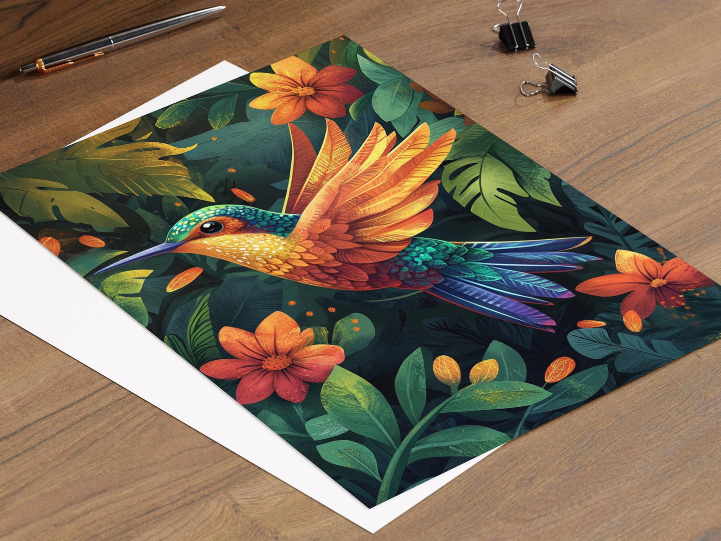 Affiche Colibri Équatorien – Illustration Kichwa et Art de la Jungle