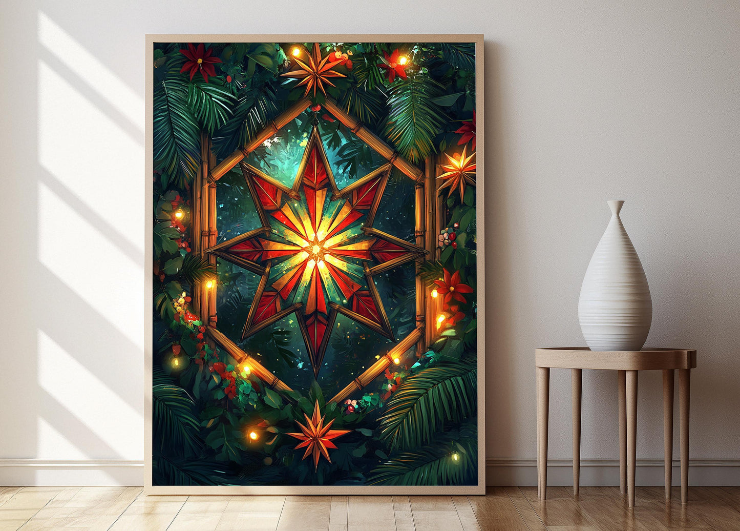 Affiche Étoile en Bambou – Poster Art de Noël Philippin