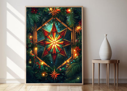 Affiche Étoile en Bambou – Poster Art de Noël Philippin