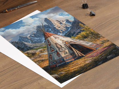 Affiche Tipi Noir – Impression d'Art Amérindien Tribale