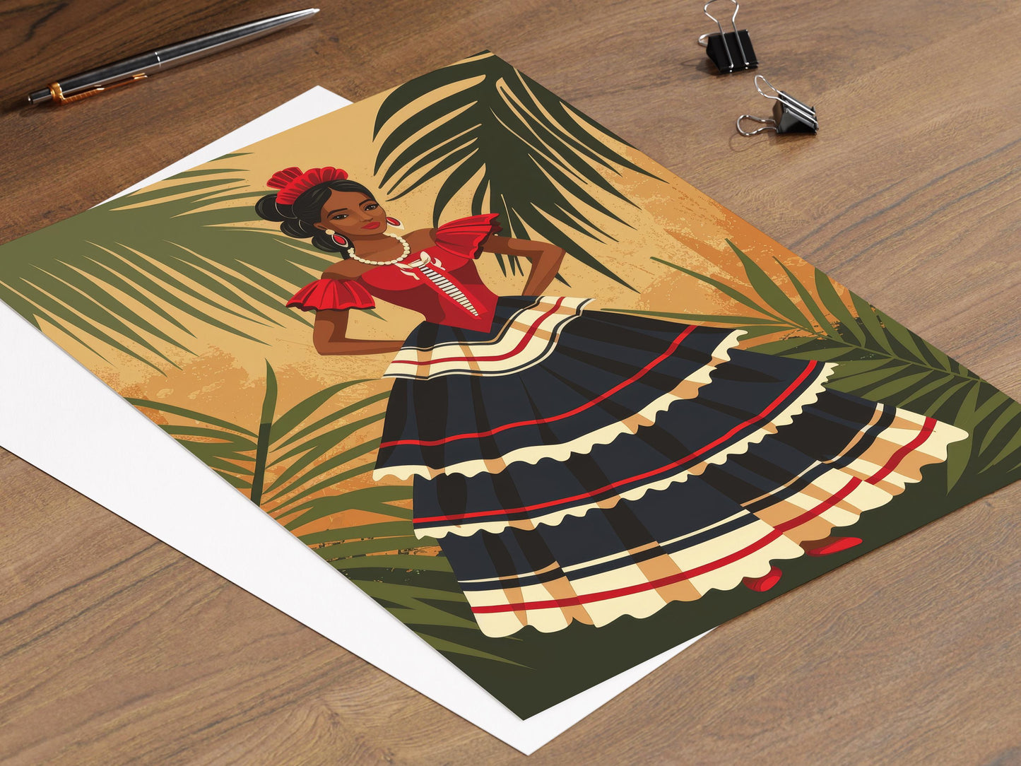 Affiche Chic Portoricaine – Poster Illustration Jibaro en Art Culturel