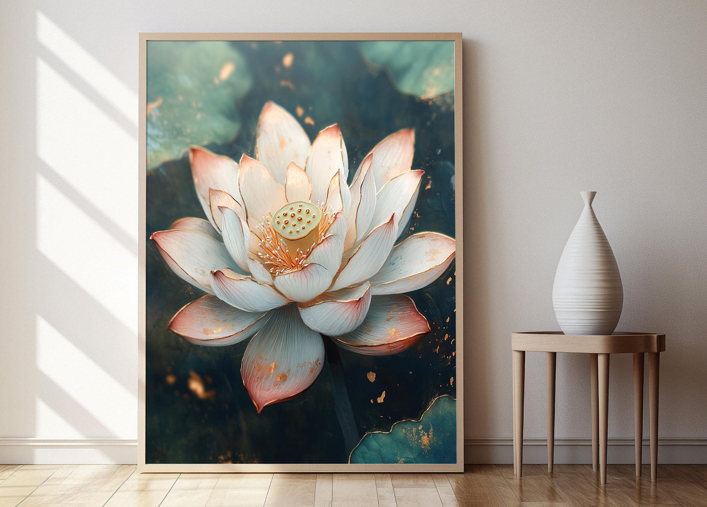 Affiche Fleur de Lotus – Art en Porcelaine Vietnamienne, Décor Pastel