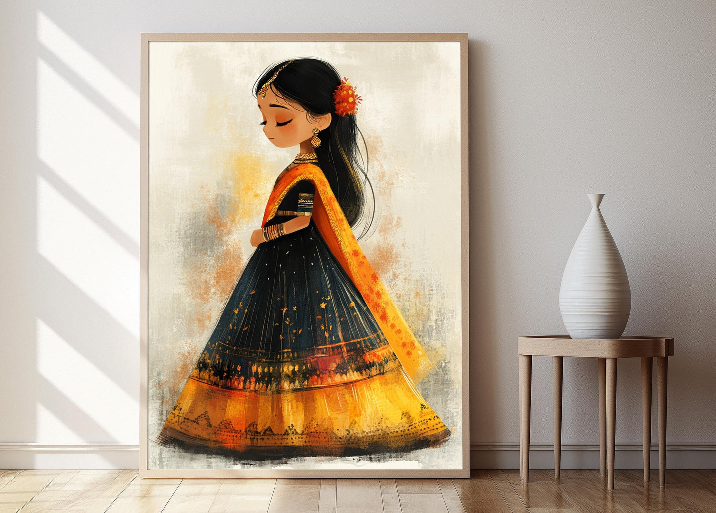Affiche Lehenga Choli – Poster Illustration de Fille Indienne en Mode Ethnique