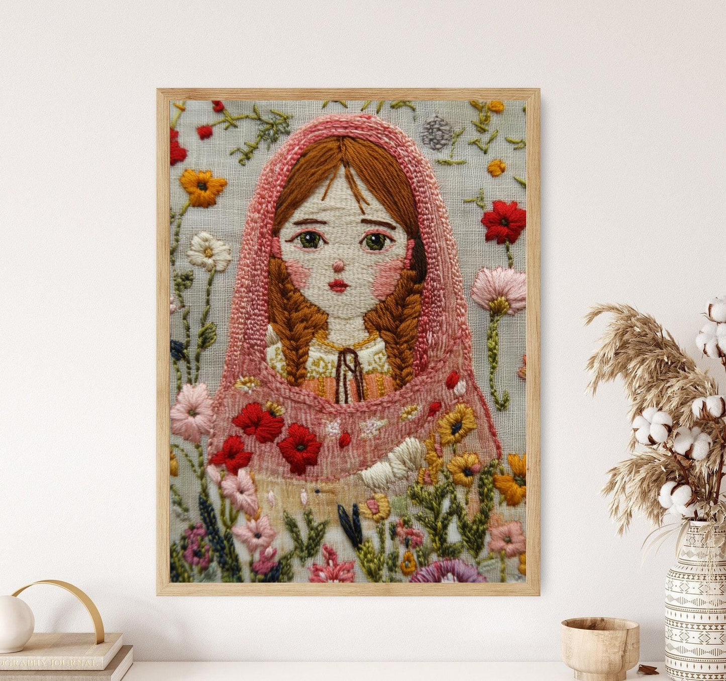 Affiche Art de la Broderie Serbe – Poster Décor Mural Folklore Balkan