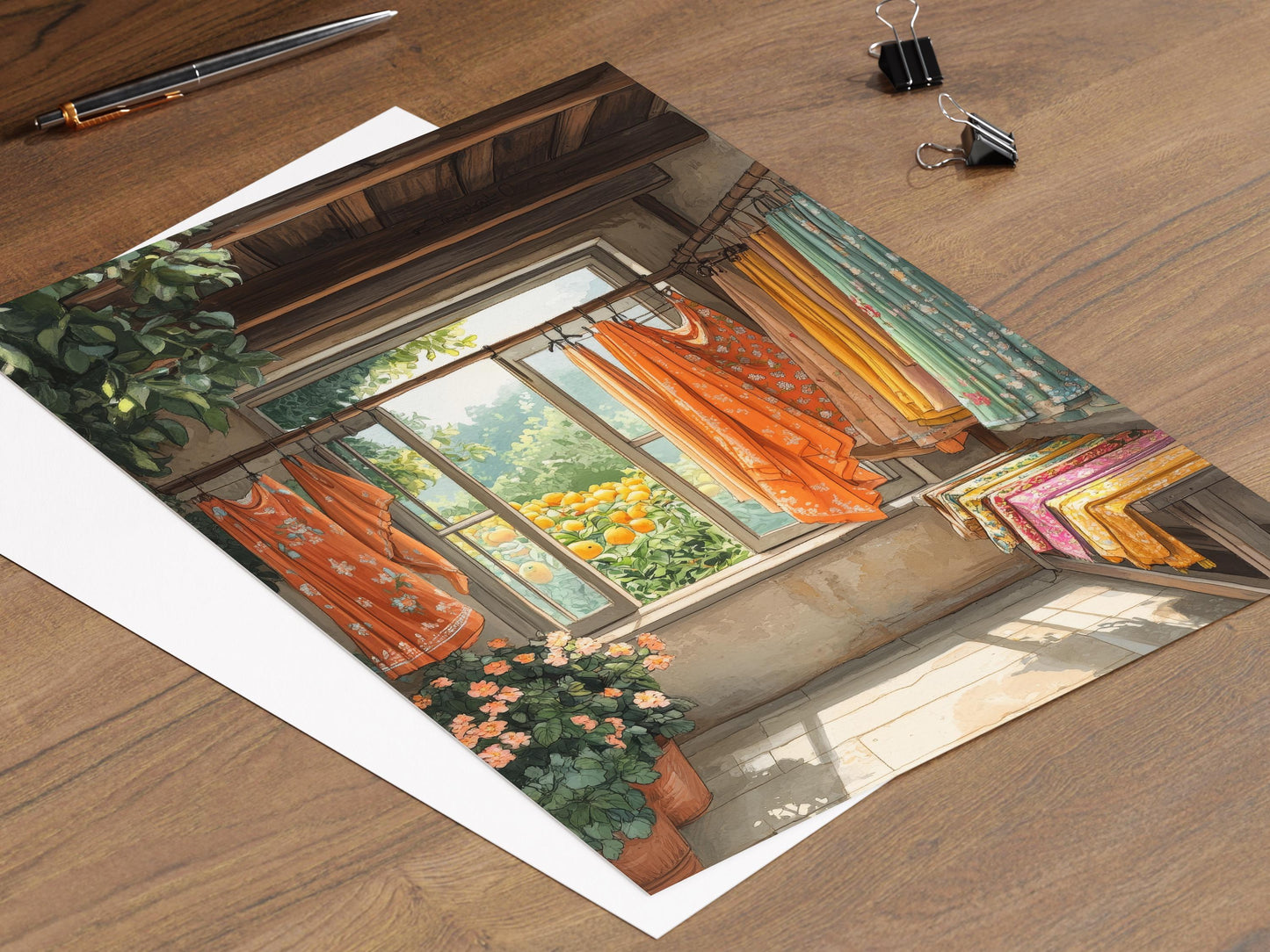 Affiche Rajshahi – Poster Scène du marché textile bengali