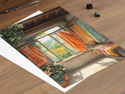 Affiche Rajshahi – Poster Scène du marché textile bengali