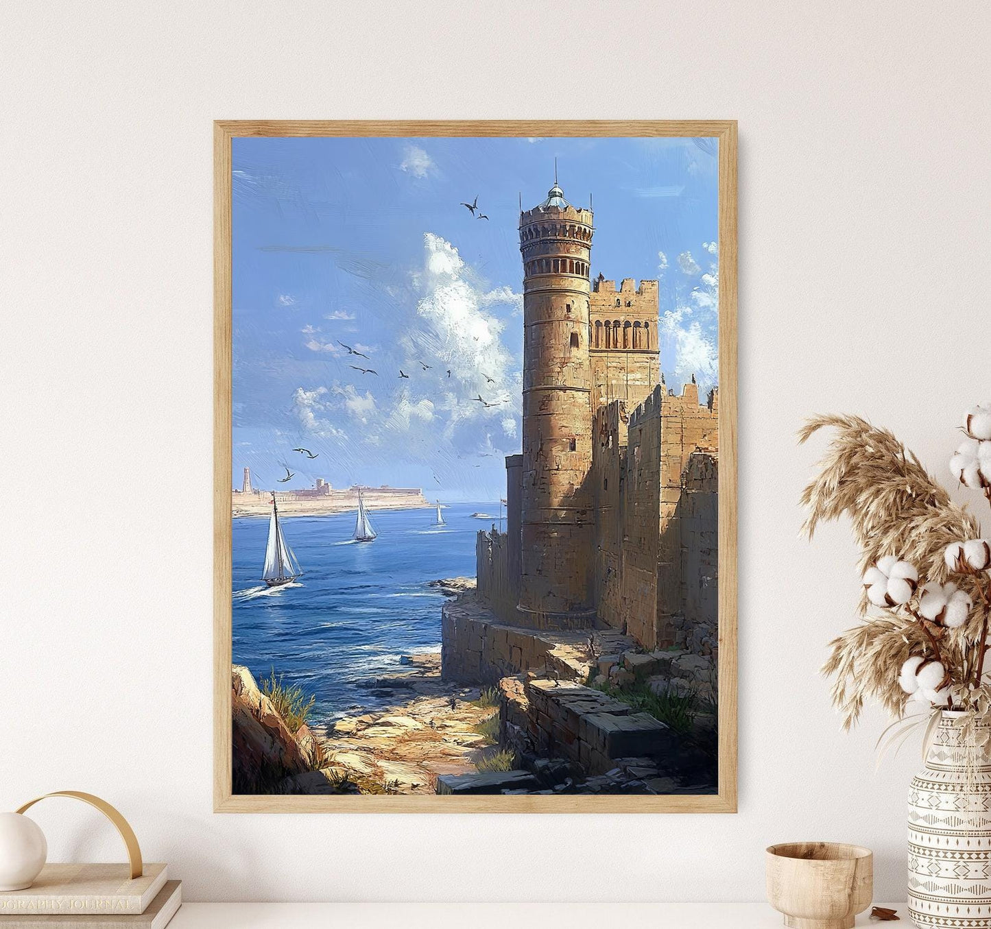 Affiche Phare d'Alexandrie – Poster de Scène Côtière Égyptienne Historique