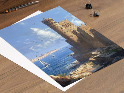 Affiche Phare d'Alexandrie – Poster de Scène Côtière Égyptienne Historique