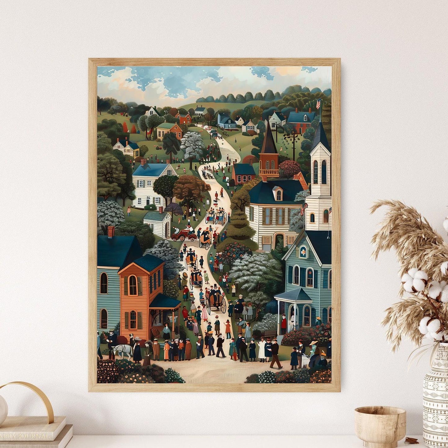 Affiche Inspirée de Grant Wood – Poster Défilé de Petite Ville Americana