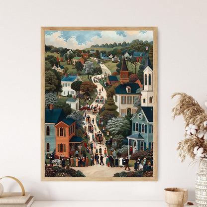 Affiche Inspirée de Grant Wood – Poster Défilé de Petite Ville Americana