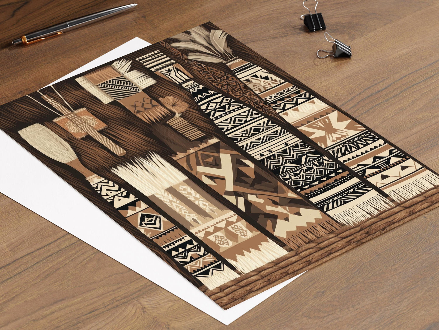 Affiche Tapa Polynésienne – Poster Décor Géométrique Traditionnel