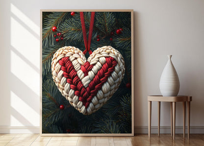 Affiche Cœur Tissé Danois – Poster Décor Noël Scandinave