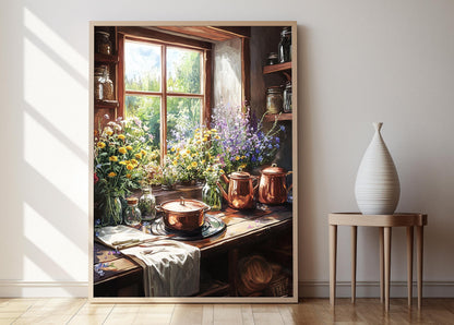 Affiche Cuisine Scandinave – Impression Art de Vaisselle en Cuivre