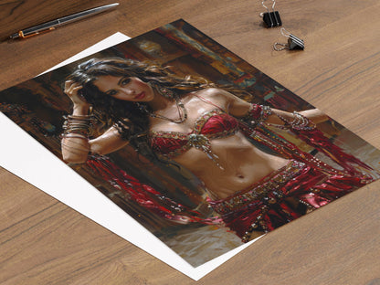 Affiche Danseuse Orientale – Illustration Exotique de Danse du Moyen-Orient