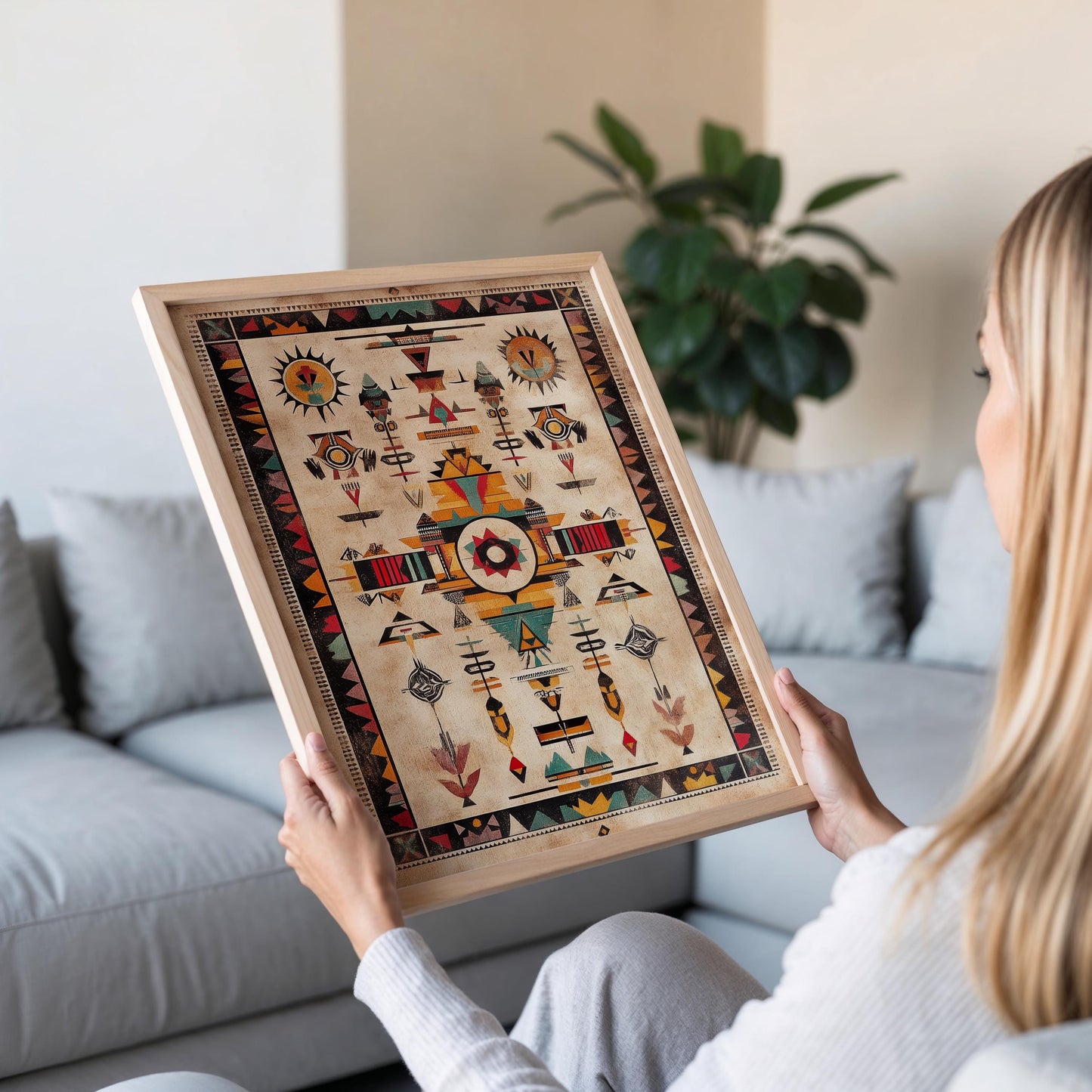 Affiche Peinture de Sable Navajo – Art Mur Native Américain