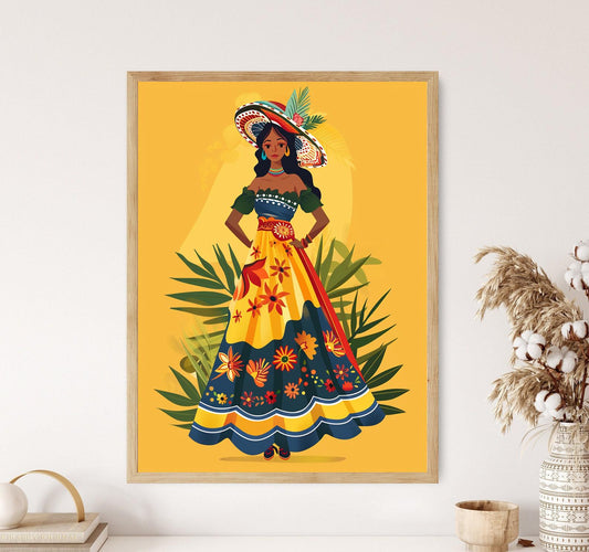 Affiche Chic Brésilienne – Illustration de Robe Baiana, Art Culturel