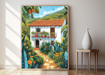 Affiche Maison Paysanne Salvadorienne – Art Floral de Flor de Izote