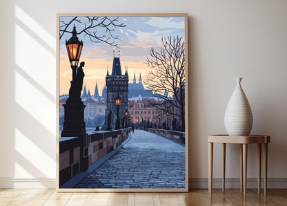 Affiche Pont Charles – Poster Architecture gothique de Prague, Vltava