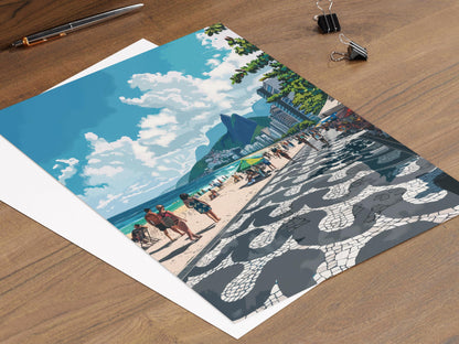 Affiche Ipanema Beach – Illustration Murale Vibrante du Brésil