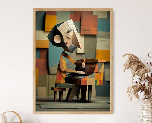 Affiche Musicien Géométrique – Poster Art Moderne Piano Picasso