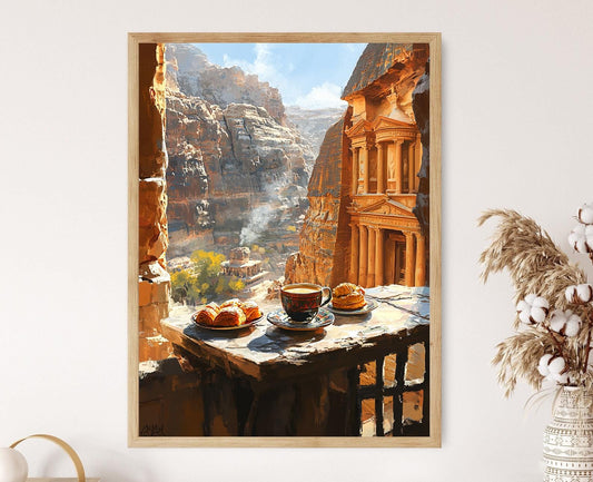Affiche Café Jordanien à Pétra – Art Vue Balcon Culturelle