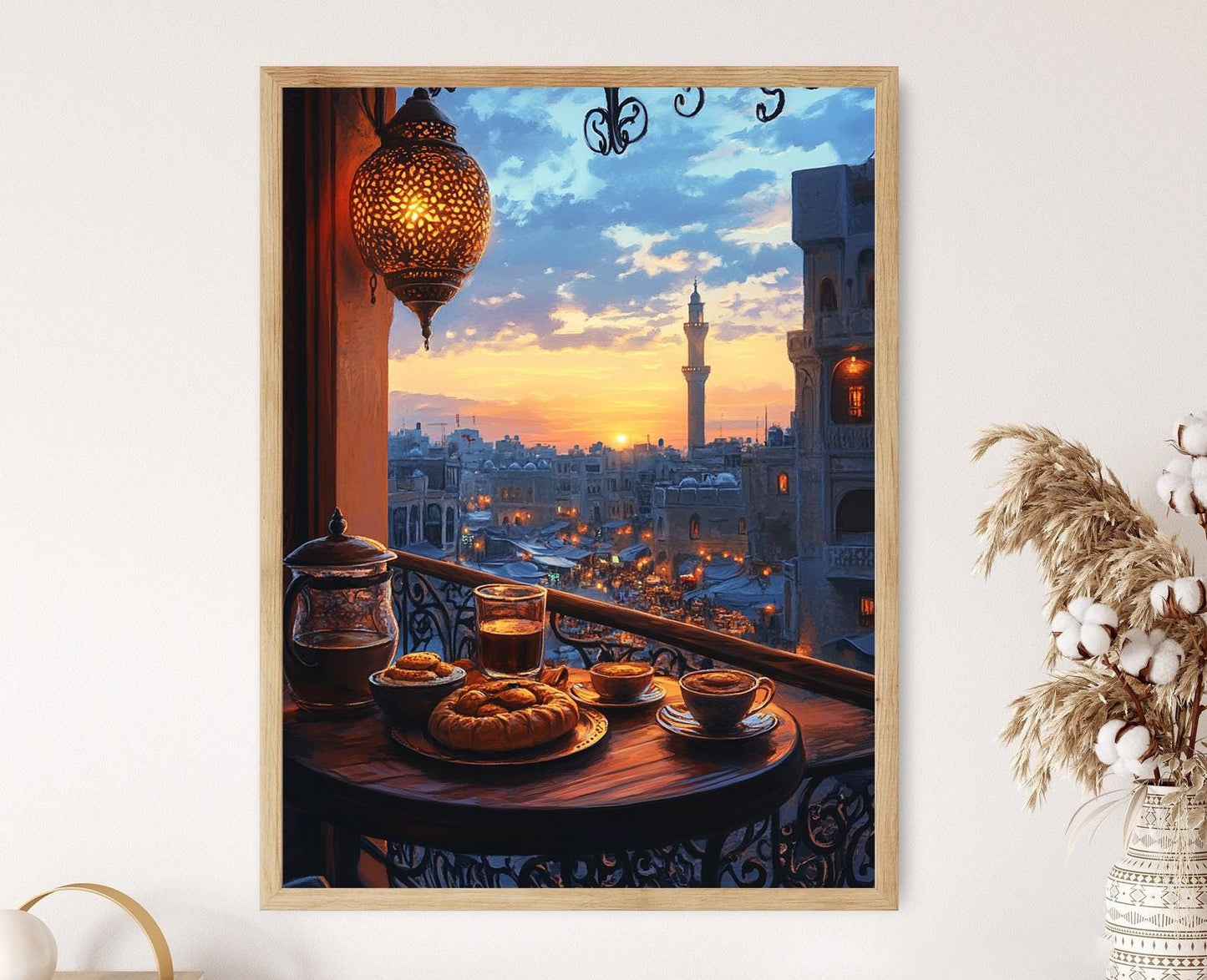 Affiche Café avec Vue de Zarqa – Décor Urbain Jordanien