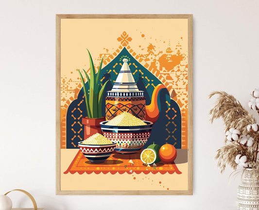 Affiche Couscous Marocain – Poster Art Culinaire Élégant